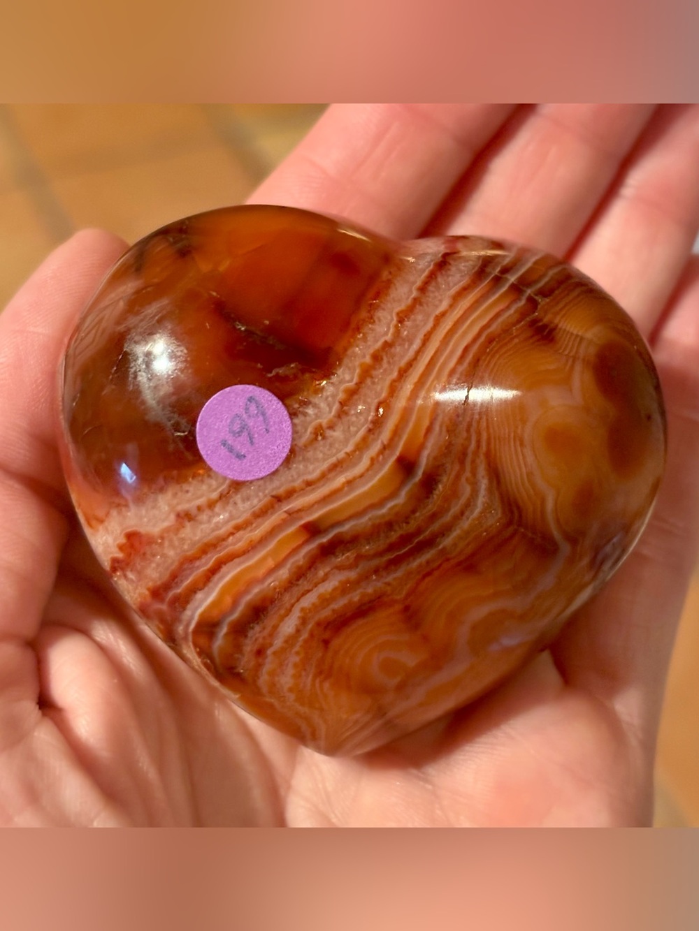 Natural Ocean Jasper Heart 199g  – Red, Orange & White Crystal